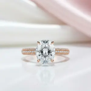 5ct Oval-Cut Diamond Option Solitaire 10k Rose Gold Ring