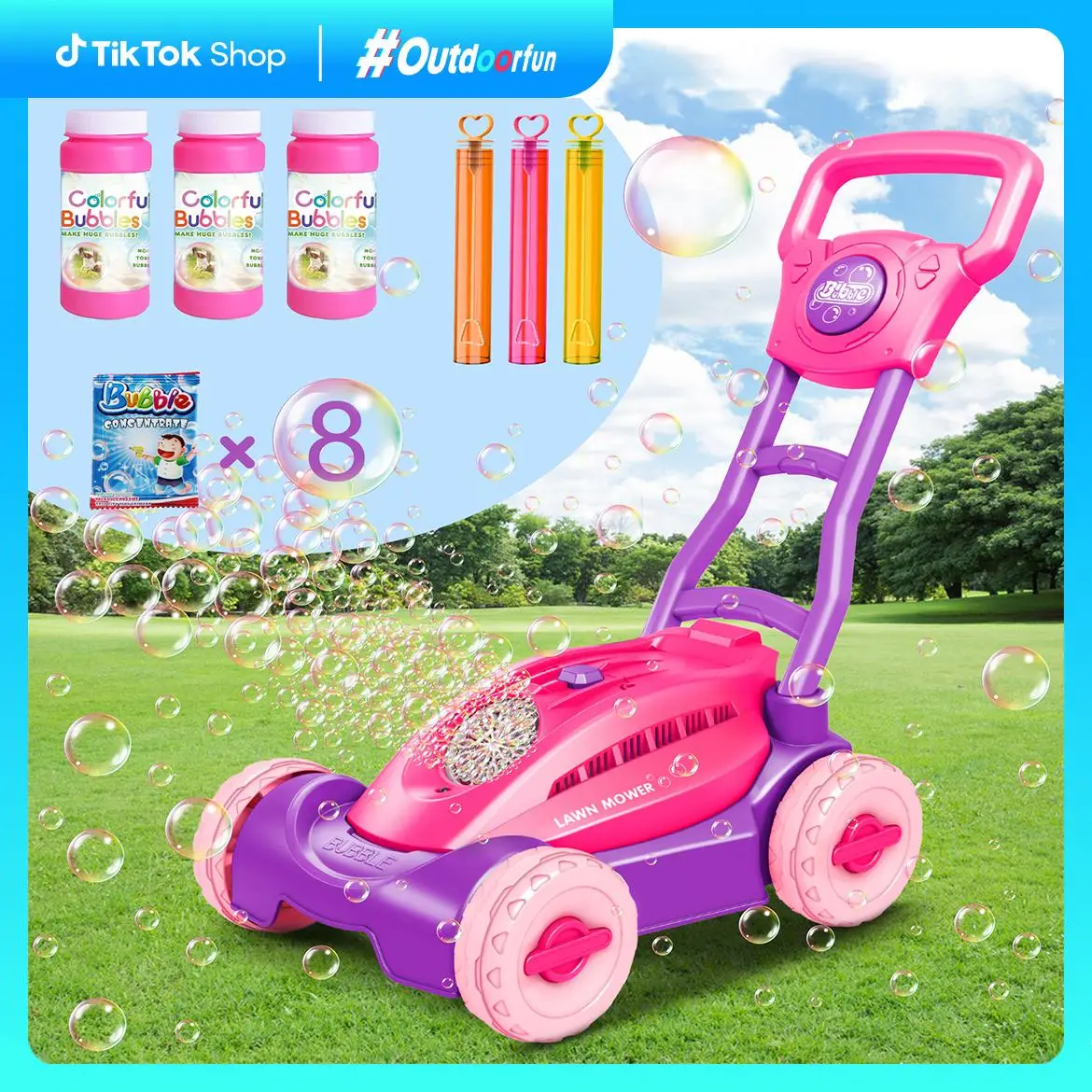 Zerhunt Bubble Lawn Mower for Kids, Portable Bubble Blowing Machines, Indoor and Outdoor Gardening Toys, Birthday Party Christmas Favor for Girls and
