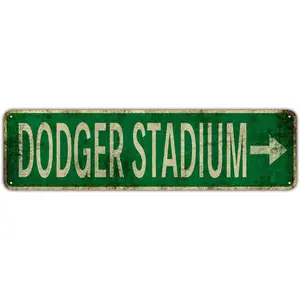 Vintage Tin Sign Dodger Stadium Sign Street Sign Retro Metal Sign for Home Bar Coffee Garden Indoor Ourdoor Decor 4"×16"