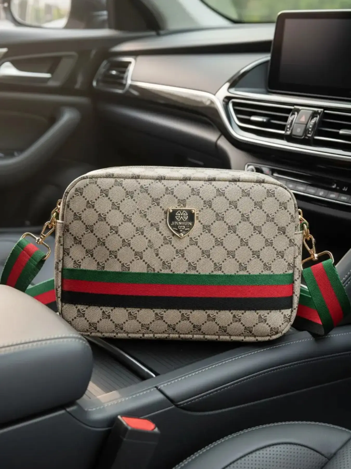 Unisex Small Handbag, Fashionable Multi-Functional Wrist Crossbody Bag, Casual PU Leather Shoulder Bag, Large Capacity Print Design, Bags Crossbody