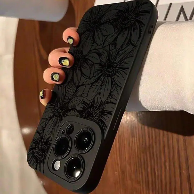 Flower Pattern Phone Case, Anti-drop Cellphone Protective Case, Total Protective Shockproof Mobile Phone Cover Protection for iPhone, Shockproof Rugged Cover