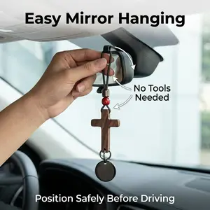 Daily Bible Verse Rearview Mirror Cross Ornament, Hanging Cross Pendant for Car Interior, Christian Faith Car Ornament with NFC Tag, Gift, Home Decor NFC Bible Cross Car Rearview Mirror Pendant Car Christian Decorative Accessories Simple and Innovative