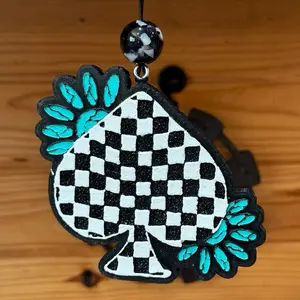 Checkered Spade Scented car Freshie