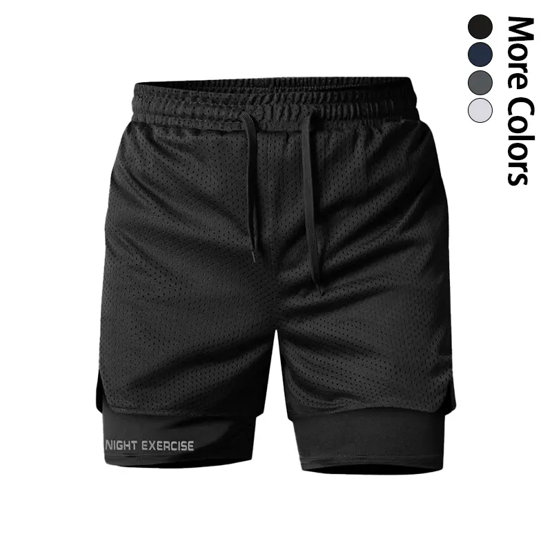 Men’s casual athletic shorts with an elastic waistband and breathable mesh fabric, featuring a stylish reflective letter print—ideal summer fitness shorts for running, soccer, and outdoor activities.