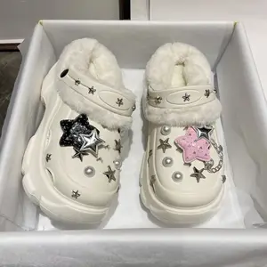 Y2K Platform Sandals Shoes for Women 2025 Winter Shoes Velvet Fur Warm Casual Clogs Lady Fashon Outdoor Sandals Shoes