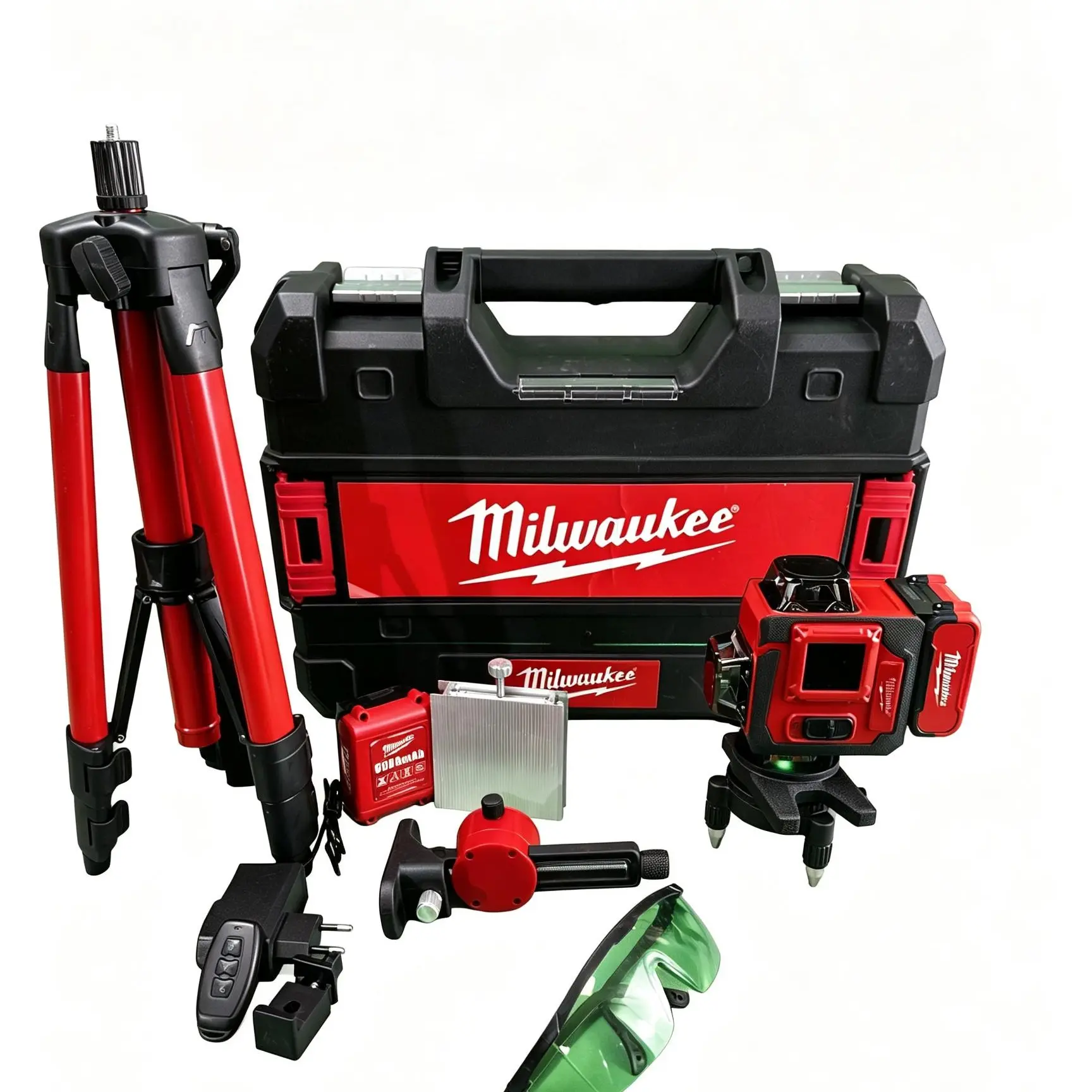 Milwaukee M12 Green Cross Line Laser Level Kit With Laser Tripod, Hard Storage Case, Self Leveling Green Beam Laser For Construction Layout Alignment Work Turbine fastening repair Heated relief