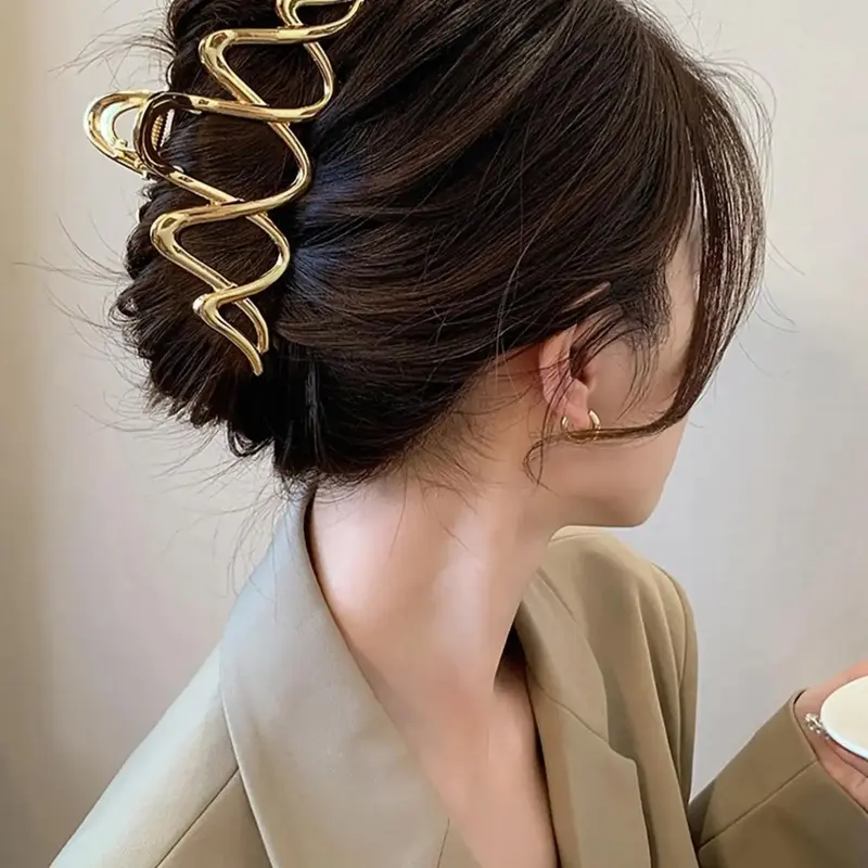 1 Piece Simple Fashion Alloy Hair Claw, Flat Claw Clips, Casual Versatile Hair Accessories for Women & Girls, Minimalist Headwear Suitable for Thick Hair, Fashion Hair Accessories for Party, Daily Clothing Decor