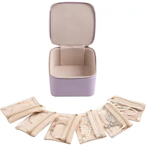 Small Travel  Box,Travel  Case with 6 Pouch Bags,Portable Travel  Organizer,Mini  Storage,3.35 x 4.9 x 4.8 Inches, Idea for Women Girls ()