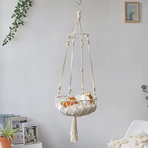 Hanging Cat Bed Basket, Bohemian Style Pet Nest for Cats & Kitties, Durable Hanging Design, Perfect for Indoor Use (no Pad Included)