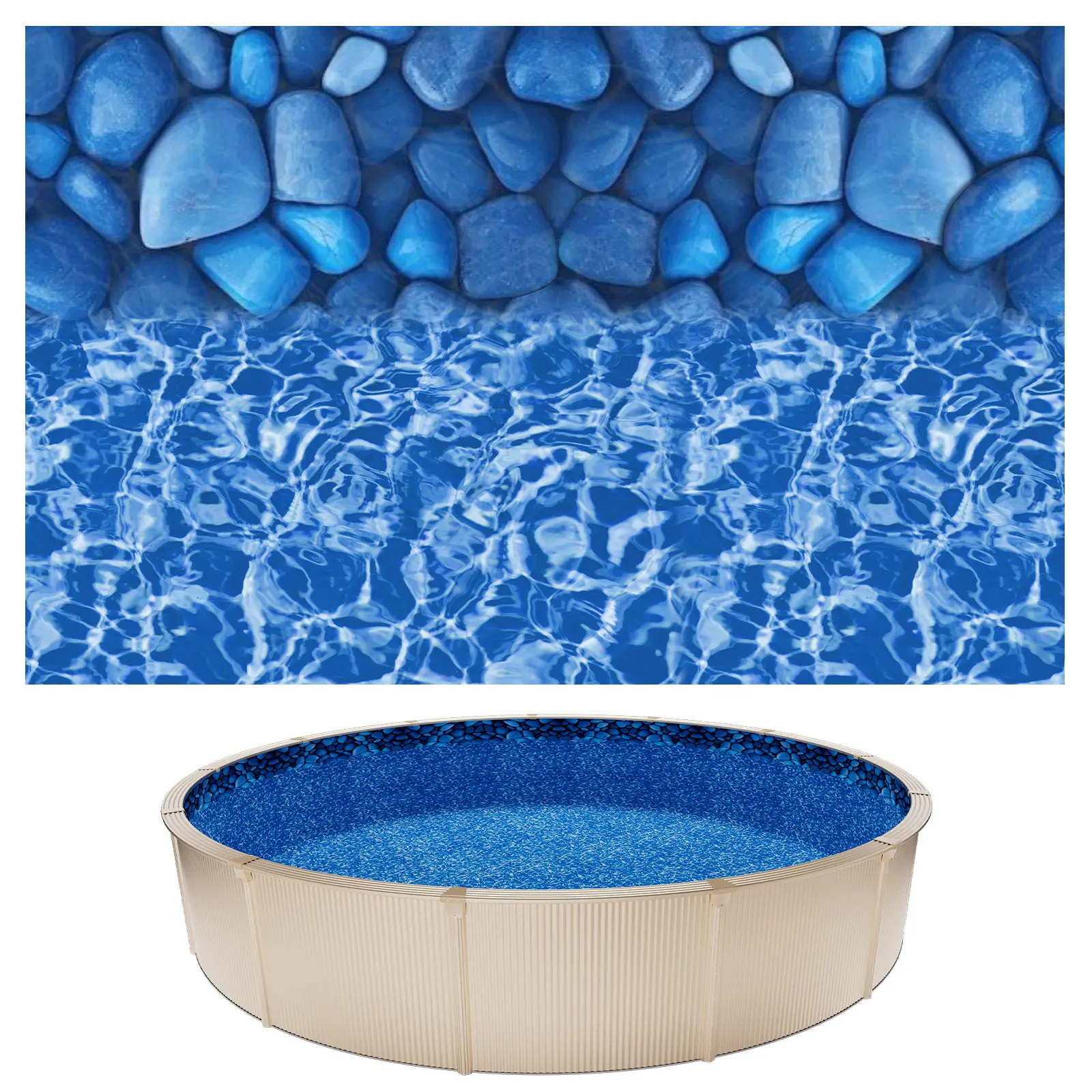 【SummerFinds】VEVOR Ideal Fit 24ft Round Overlap Pool Liner, 52in Wall Height for Steel-Sided Above-Ground Backyard Pools, Premium Vinyl, Easy Installation, Leak-Proof Patches, Boulder Swirl (Father's Day Gift Option), Backyard Pool