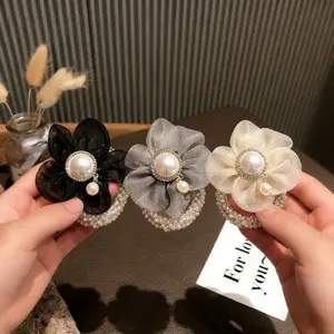 Black Hair Bun Roller with Flower Hair Curler Clips Hand Embroidered Flowers for Elegant Bun Styling 2026 New Aesthetic Appeal