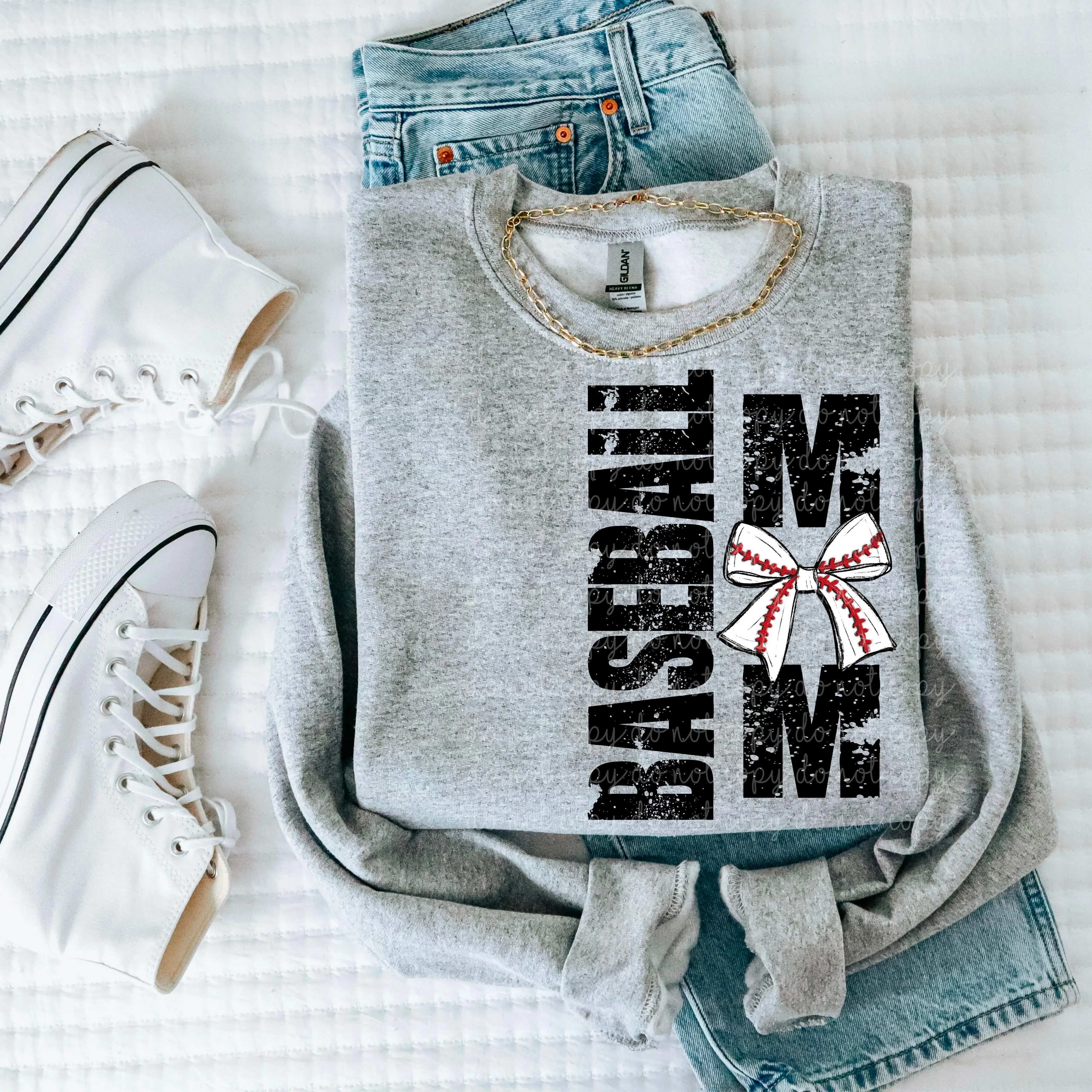 Baseball Mom Bow DTF Transfers - THIS IS NOT A SHIRT