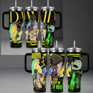 Cyberpunk: Edgerunners "David Martinez" Tumbler, Night City Legend 40oz Cup with Handle & 20oz Travel Mug. Gaming Fan Gift, Cyberpunk Inspired Insulated Tumbler Featuring Epic "Please Keep Me In Mind" & David Martinez Graphic Design.