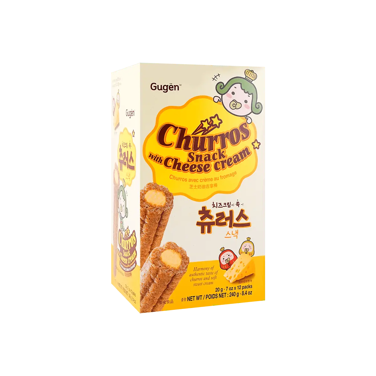 GUGEN Korean Cheese Cream Filled Rice Crackers - Crispy Snack, 12 Packs x 20g GUGEN Korean Cheese Cream Filled Rice Crackers - Crispy Snack, 12 Packs x 20g