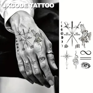 BAGHPBM Vintage Style Temporary Tattoos • Patterned Collection Featuring Herbs, Bats, Letters, Snakes, Suns, Polar Stars, Swords, And Eyes • Perfect As Gifts