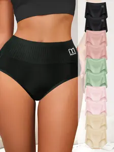 QUASTI 10 Packs High-Waist Ladies' Briefs, Cotton Soft Breathable Elastic Briefs for Ladies, Solid Color Daily Briefs Set Sexy Panties Womenswear Ultra-Comfort