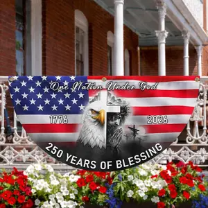 American Flag-Patriotic American One Nation Under God Flag, 250 Years of Blessing Fan Flag, 2 Pack-USA Premium Polyester