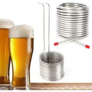 Small Stainless Steel Immersion Wort Chiller, Double Layer Food Grade Stainless Steel Coil Pipe for Cooling Beer & Malt, Beer Chiller Brewing Equipment for Home Brewing