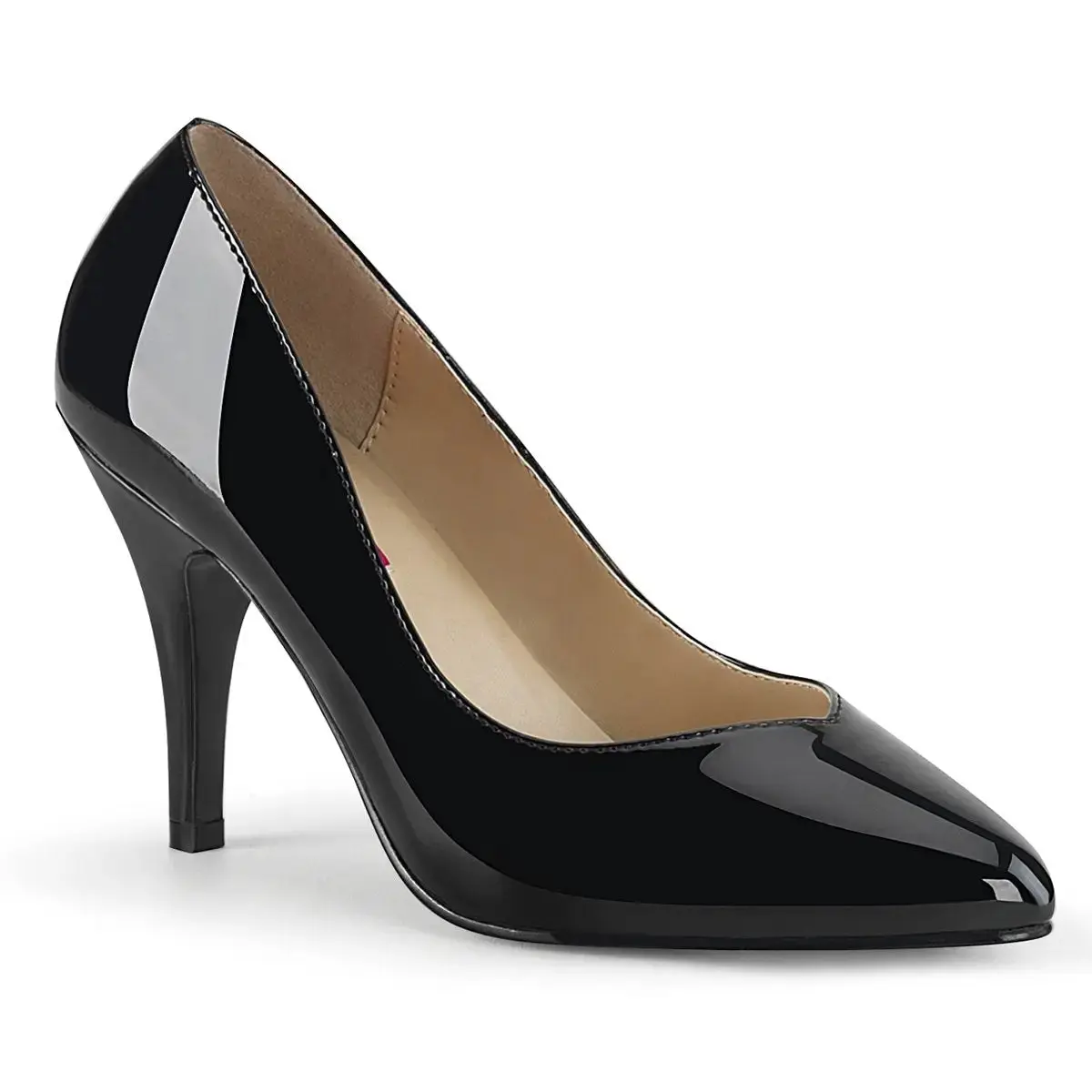 Pleaser Pink Label Dream-420 Women's Pointed Toe Pump Black Faux Leather