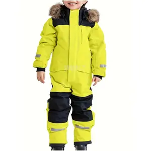 NewKids’ Bright Yellow Ski Suit⛷️       Stand-Up Collar + Full-Zip|       Easy-Care Polyester|       Skiing/Snowboarding.
