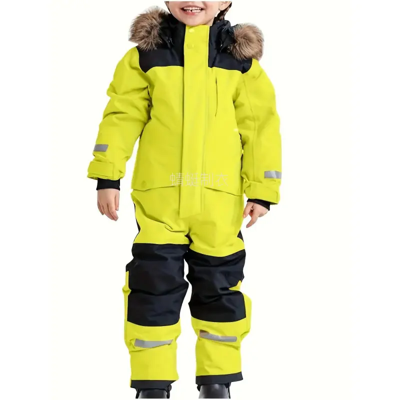NewKids’ Bright Yellow Ski Suit ⛷️       Stand-Up Collar + Full-Zip |       Easy-Care Polyester |       Skiing/Snowboarding.