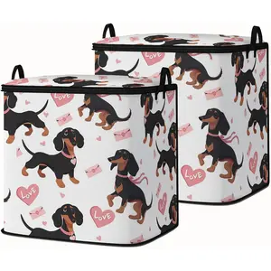 Large Comforter Storage Bag with Zipper,Closet Organizer for Clothes/Blankets/Quilts/Pillows,Fabric Moving Bags with Portable Handles 95L(2-Pack)