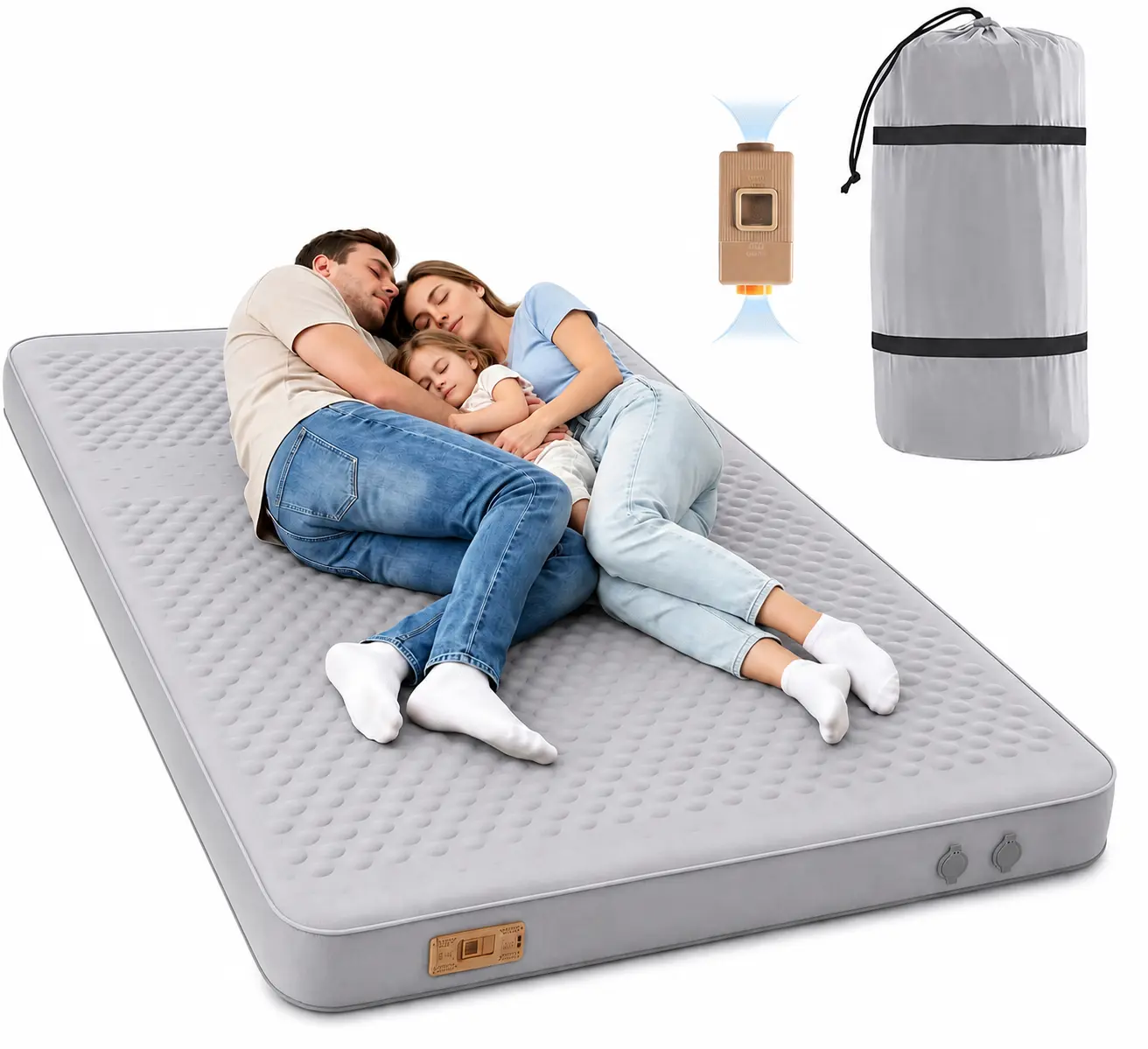 Docred Thick Self-Inflating Sleeping Pad with Electric Pump - Memory Foam Mattress, 9.5 R-Value Insulated Unisex Body-Hug Fit, Portable Airbed for Tent/Car Travel, Travel Accessories, Camping Supplies, Outdoor Equipment, Hiking Gear
