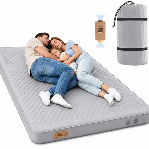 Docred Thick Self-Inflating Sleeping Pad with Electric Pump - Memory Foam Mattress, 9.5 R-Value Insulated Unisex Body-Hug Fit, Portable Airbed for Tent/Car Travel, Travel Accessories, Camping Supplies, Outdoor Equipment, Hiking Gear