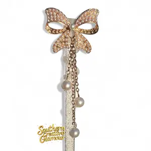 Deluxe Pearl Coquette Bow 10mm Straw Topper | 10mm Straw Cover