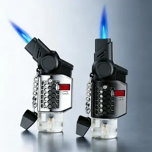 Compact Adjustable Flame Jet Torch Lighter | Rotatable 30°/45° Butane Wind-Resistant, Foldable Portable Design for Candles, Stoves & Fireplaces, Safety Lock, Aluminum Material (Gas Not Included)