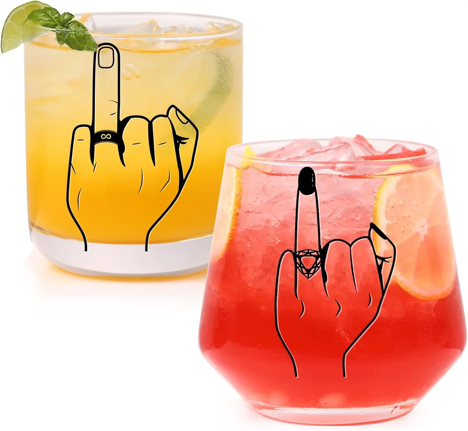 Ring Finger Wine & Whiskey Glass Set - Comfit Engagement Gift for Newlyweds, Mr & Mrs Bridal Shower Gift, 2026 Wedding Home Supply