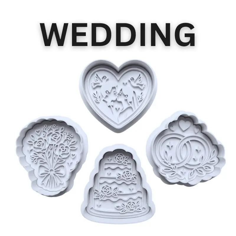WEDDING cutter and stamps 2" baking, arts and crafts Bakeware Set