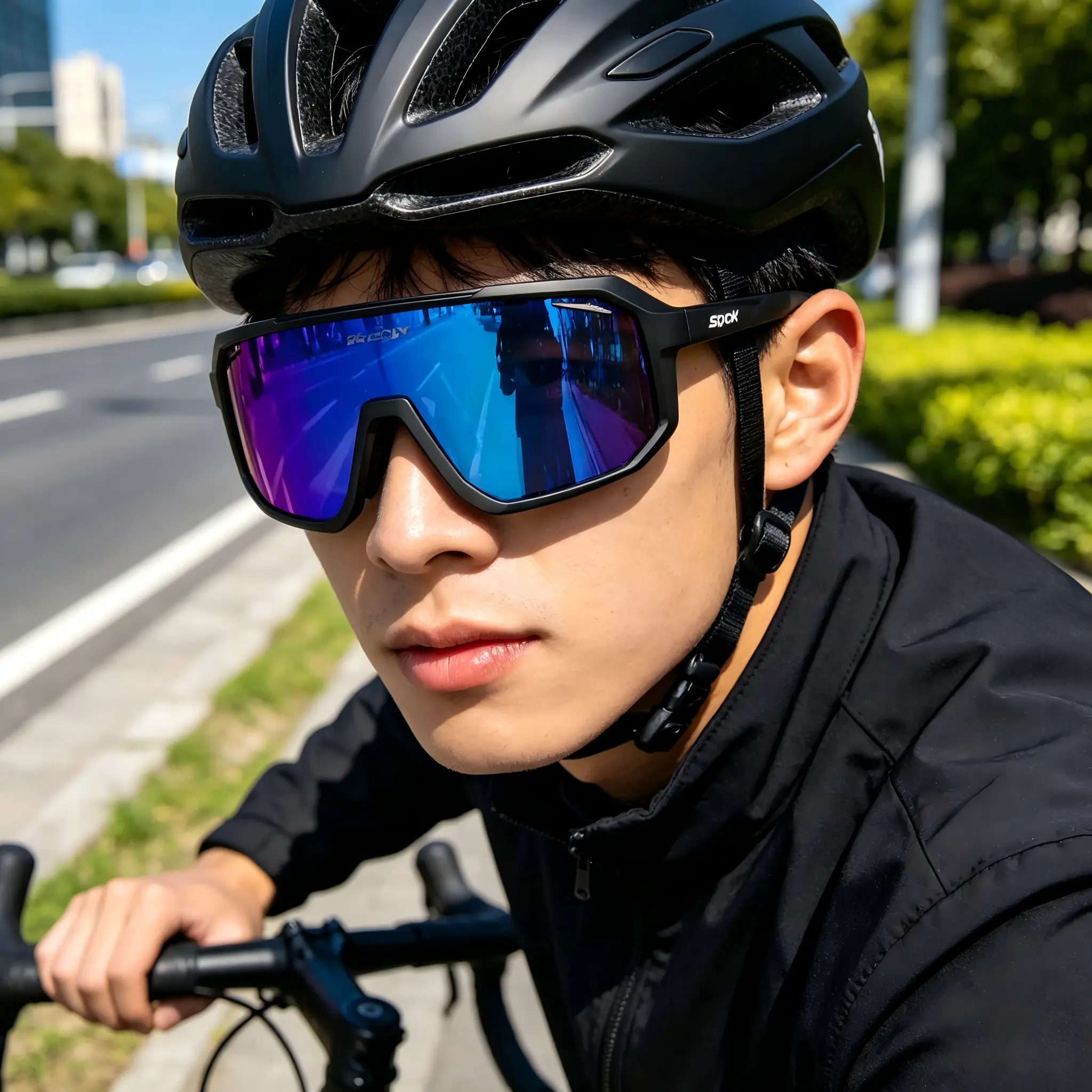 SCVCN Oversized Polarized Cycling Sunglasses - UV400 Full UV Protection, Anti-Glare Mirror Lens, Windproof, Non-Slip, Lightweight Athletic Shades for Men - Road Biking, Hiking, Driving
