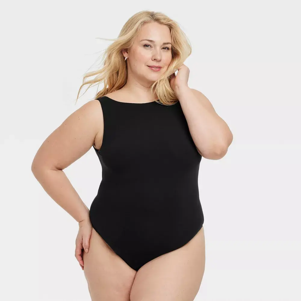 Women's Luxe Stretch Boatneck Thong Bodysuit - Auden