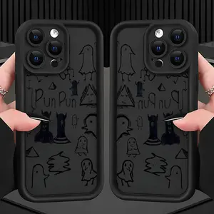 PunPun Anime Manga Hand-Drawn Smartphone Case Suitable for iPhone 17 16e 16 15 14 13 12 11 Mini Pro Max Air X XR XSMAX 8 7 Plus Anti Fall Soft TPU Back Cover