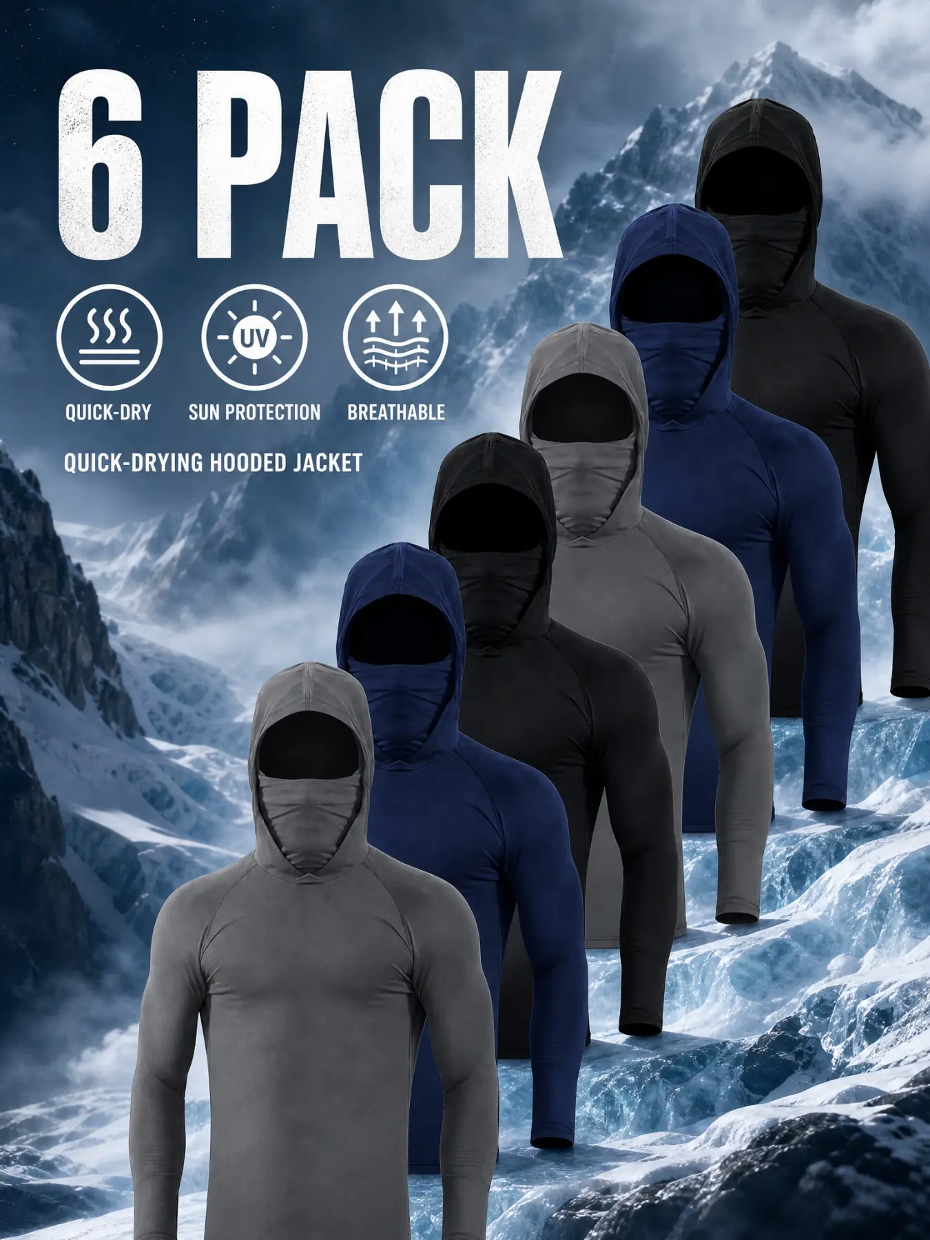 men athletic hooded shirts 6 pack quick dry stretch shirt for hiking lightweight quick dry outdoor hooded shirts lightweight workout top