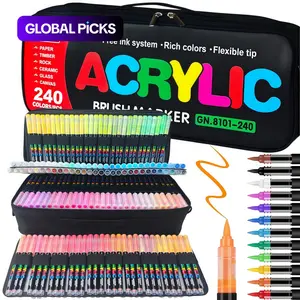 Acrylic Brush Marker, Acrylic Markers, Acrylic Marker Pens, Water-based Diy Multifunctional Marker Pen for Paper, Rock, Glass, Ceramic, Canvas, Art Painting Marker Pen, Drawing Markers for Students, School Office Supplies #GLOBAL PICKS