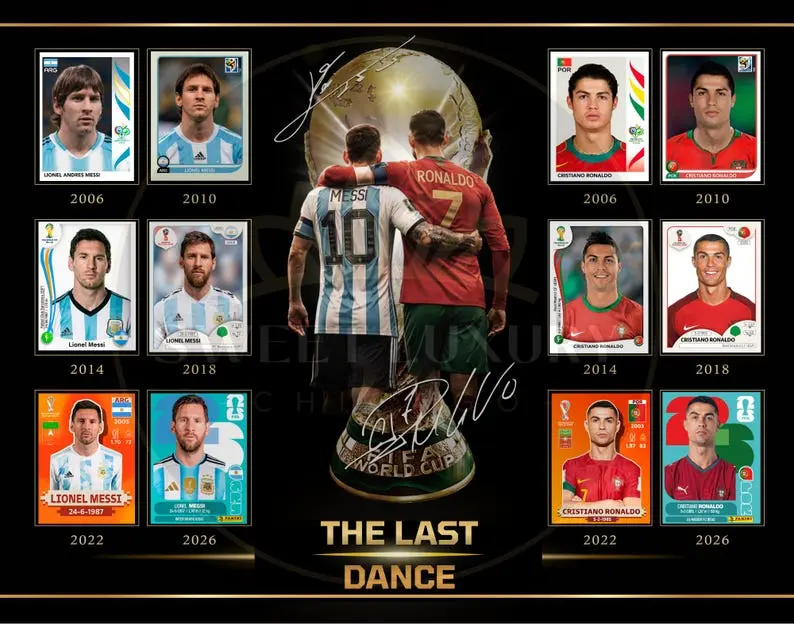 Messi & Ronaldo Last Dance Editable Template | Soccer Poster Printable | CR7 Poster Template | 6 World Cups Timeline | Editable