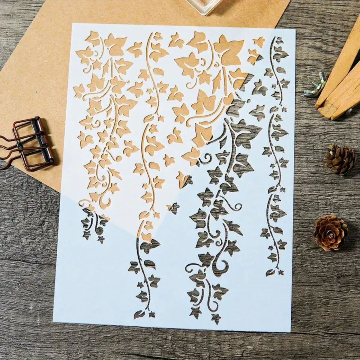 Leaf Vine Template Stencil for Wood Painting, Large Bird Branch Template, Reusable Craft Template, Sketch Art, Paint Pattern, Wall Furniture Canvas, Crafting Supplies