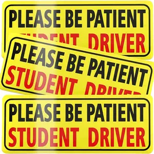 Student Driver Reflective Sticker for Car, Please Be Patient Student Driver Sticker, New Drivers Sticker, Universal Non Magnetic Reflective Rookie Driver Bumper Sticker