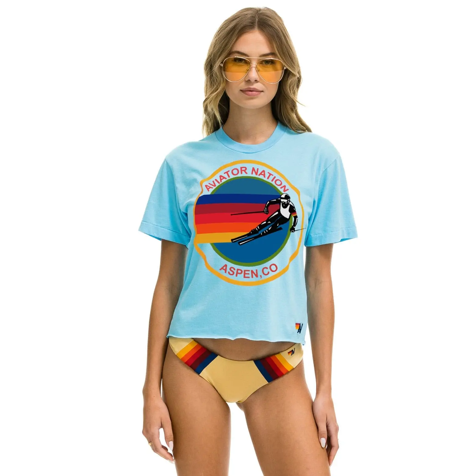 AVIATOR NATION ASPEN BOYFRIEND TEE - SKY