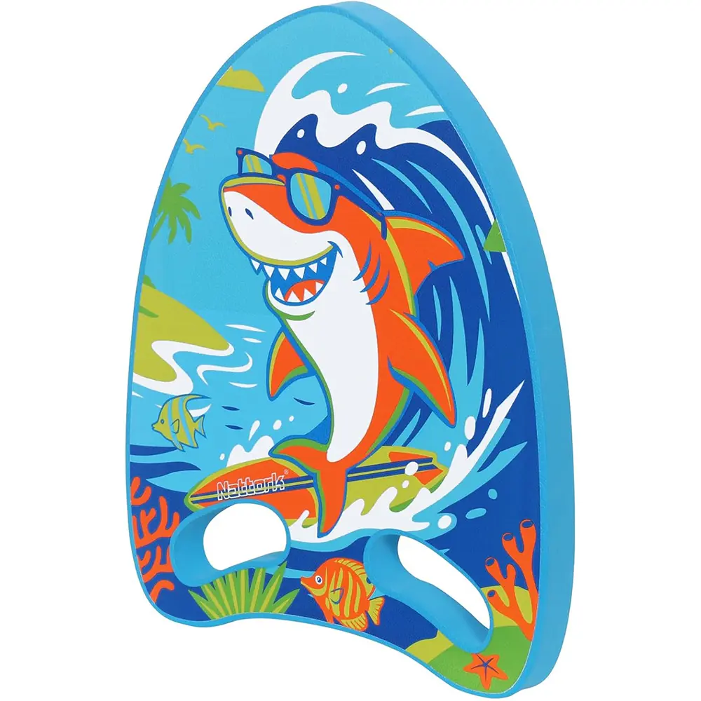 Kids EVA Foam Swim Kickboard with Handles, Lightweight Water-Absorption-Resistant Cartoon Graphics Training Aid for Toddler Beginner Swim Lessons, Portable Pool Learning Equipment, Resists Water Absorption