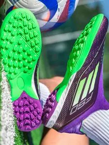 Trendy Colorful Laceless Soccer Shoes Men Women Youth Professional TF Turf Football Cleats Lightweight Breathable Non-Slip Durable Indoor Outdoor Athletic Boots for Training Match Daily Practice Sports Shoes