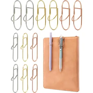12 count Metal Pen Clips, Colorful Pen Holder Clips for Notebook Journal and Book, Paper Clips Bookmarks for Students, Professionals, and Teachers (2 Sizes)