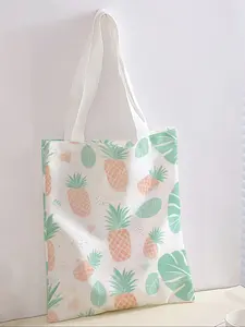Pineapple Print Casual Storage Bag, Night Scene Design, Fashionable & Trendy, Ideal for Daily Shopping, Office Use, All Seasons