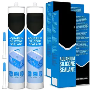 Aquarium  Sealant Clear, High Elasticity, Safe for Fish,  Solvent Free,  ,  and Saltwater, 10.14 Fl oz. (300 ml) Transparent (2 Pack)