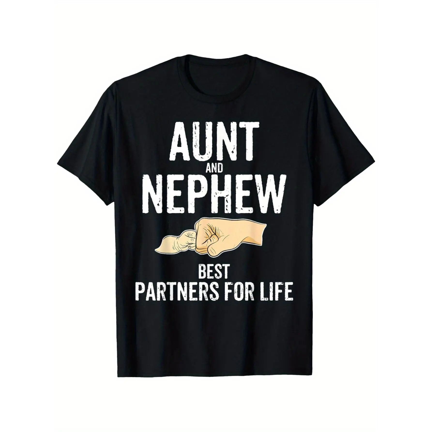 Aunt Nephew Tees & Co. Aunt & Nephew Partner For Life Unisex Adult T-Shirt, Black, Small, Short Sleeve, Cotton 60% Polyester 40%, Novelty Humorous, Gift-Giving, Casual Wear, Aunts, Nephews, Partner T-Shirts, Associate Tee, Colleague Shirt With Shor