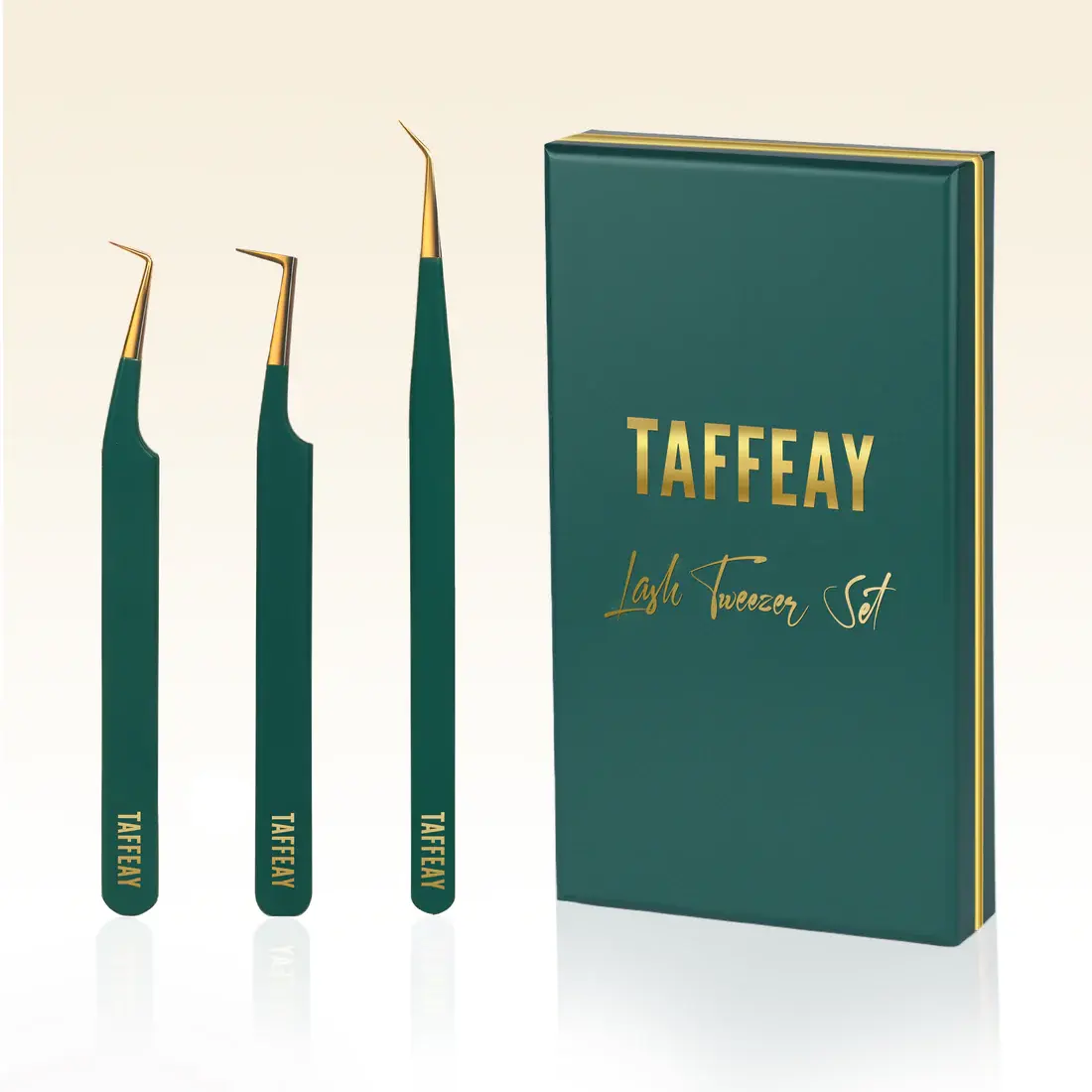 TAFFEAY STY-01 Stainless Steel Fan Tweezer Pro Set, Fine Tips, Controlled Grip for Flawless Beauty Touch-Ups