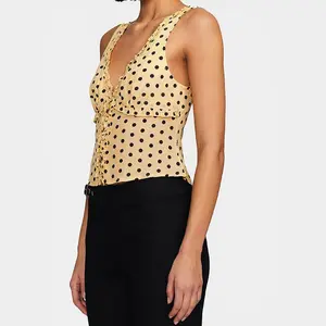 Kawaii Frill Vest Bow Front Ruffles Solid/Dots Camisole Women Sweet Crop Tops Retro  Sexy Fairycore Backless Tanks Clothes