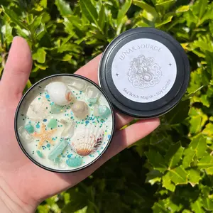 Sea Witch Mermaid Magick Candle | Witchcraft Altar Ritual Spell Ocean Amphirtite Beach Water Goddess Witchy Gift Crystal Herbal Intention